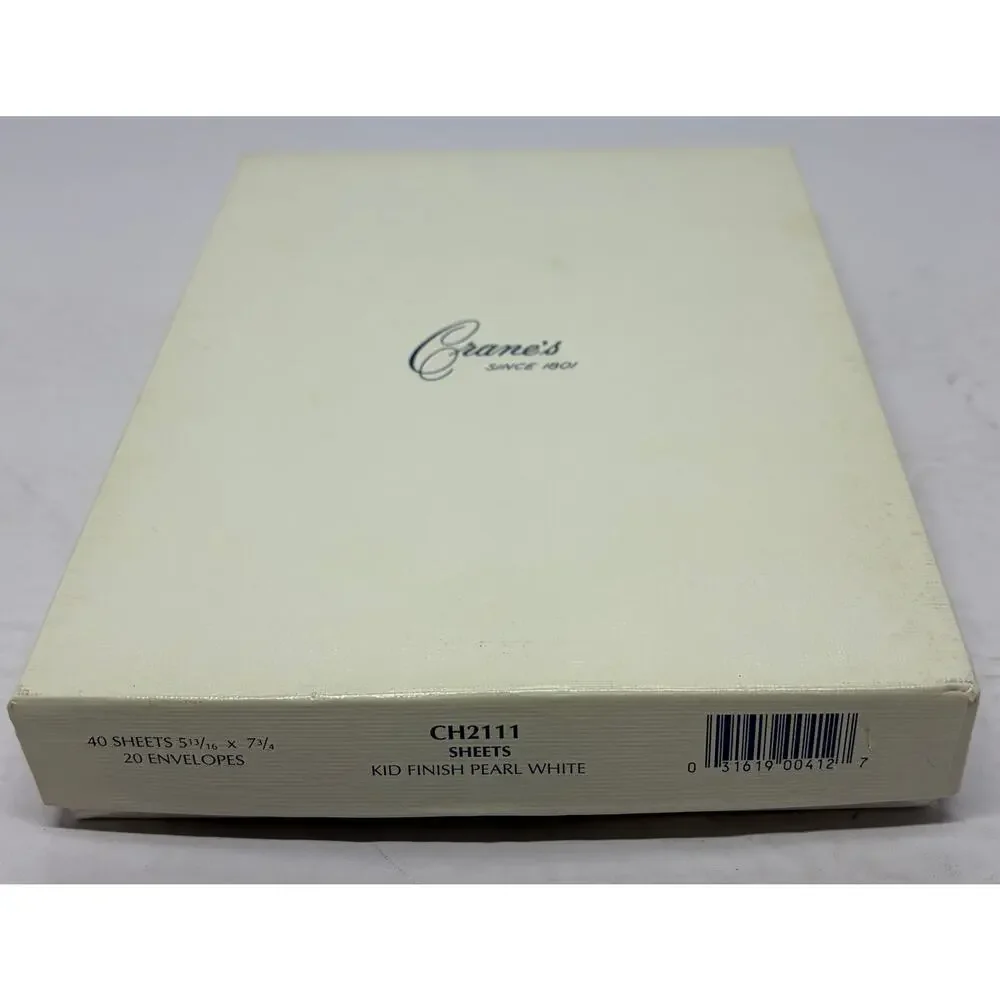 Crane’s Stationery 40 Sheets 20 Envelopes Pearl White Kid Finish CH2111 Sealed